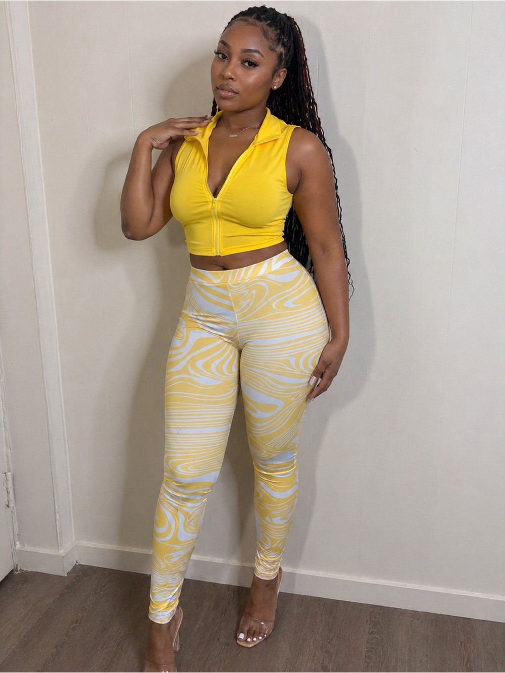 Yellow and white 2 piece set